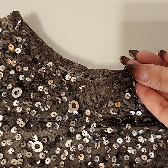 Adrianna Papell Beaded Gown Lead sz 8P - Picture 8 of 10